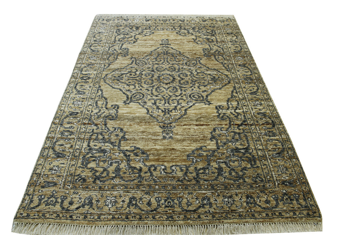 Full view of Natural Kerman Design Jute rug