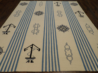 Close-up of wool pile, Blue & White rug