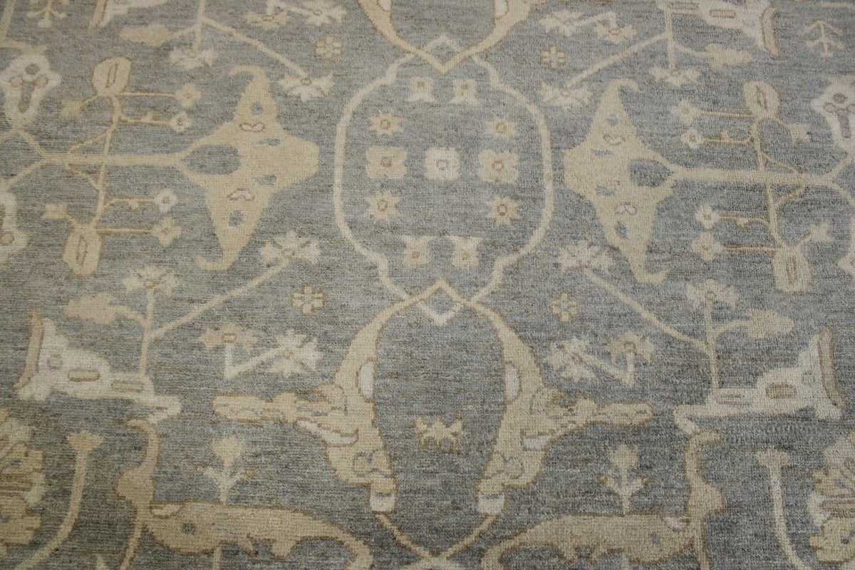 Blue & Beige Traditional Chobi rug in room setting