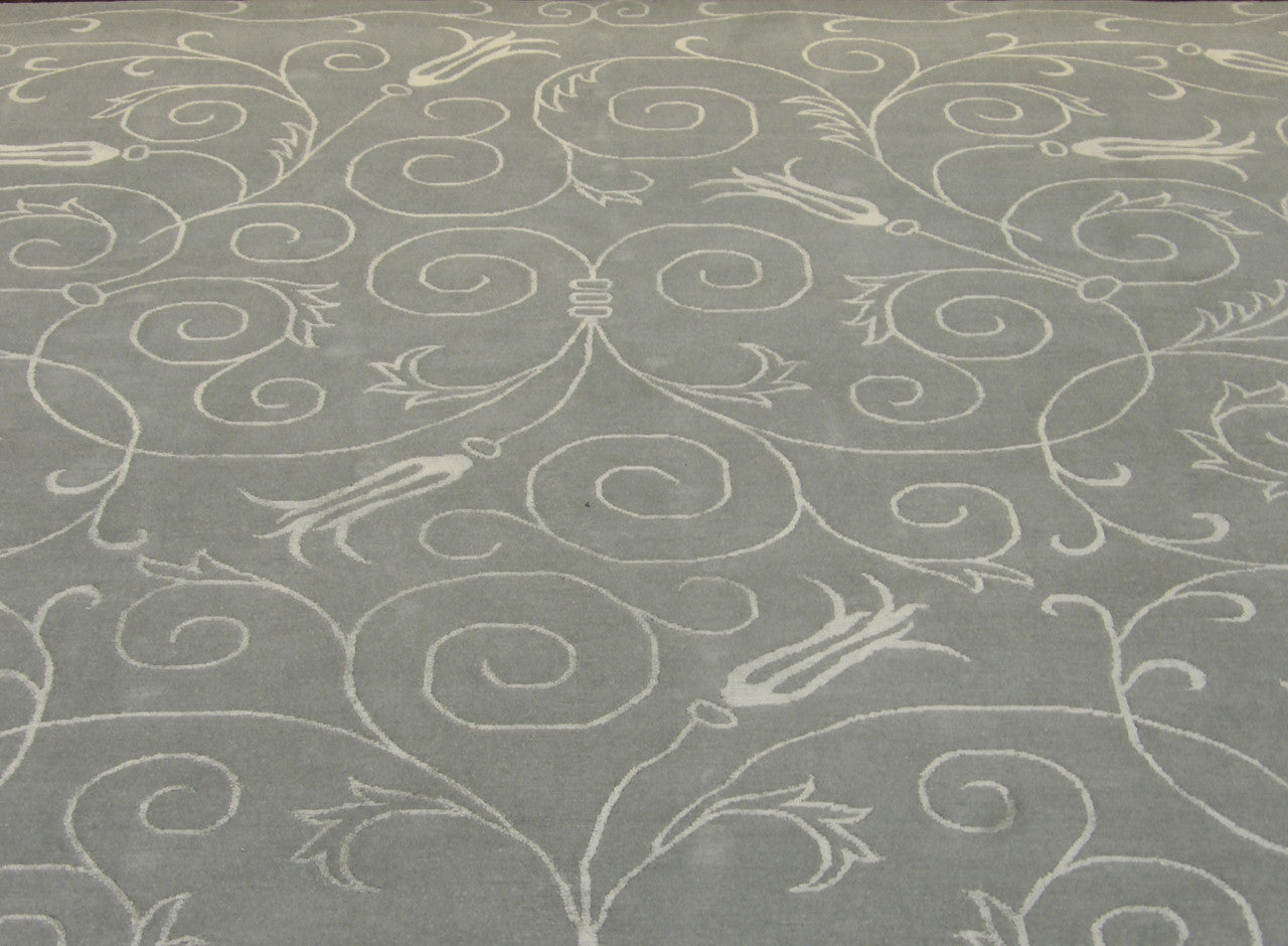 Transitional floral wool-silk texture close-up