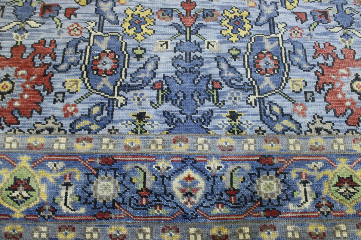 Back of Oushak Colorful Ziegler hand-knotted rug