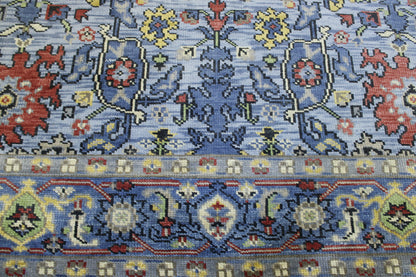 Back of Oushak Colorful Ziegler hand-knotted rug