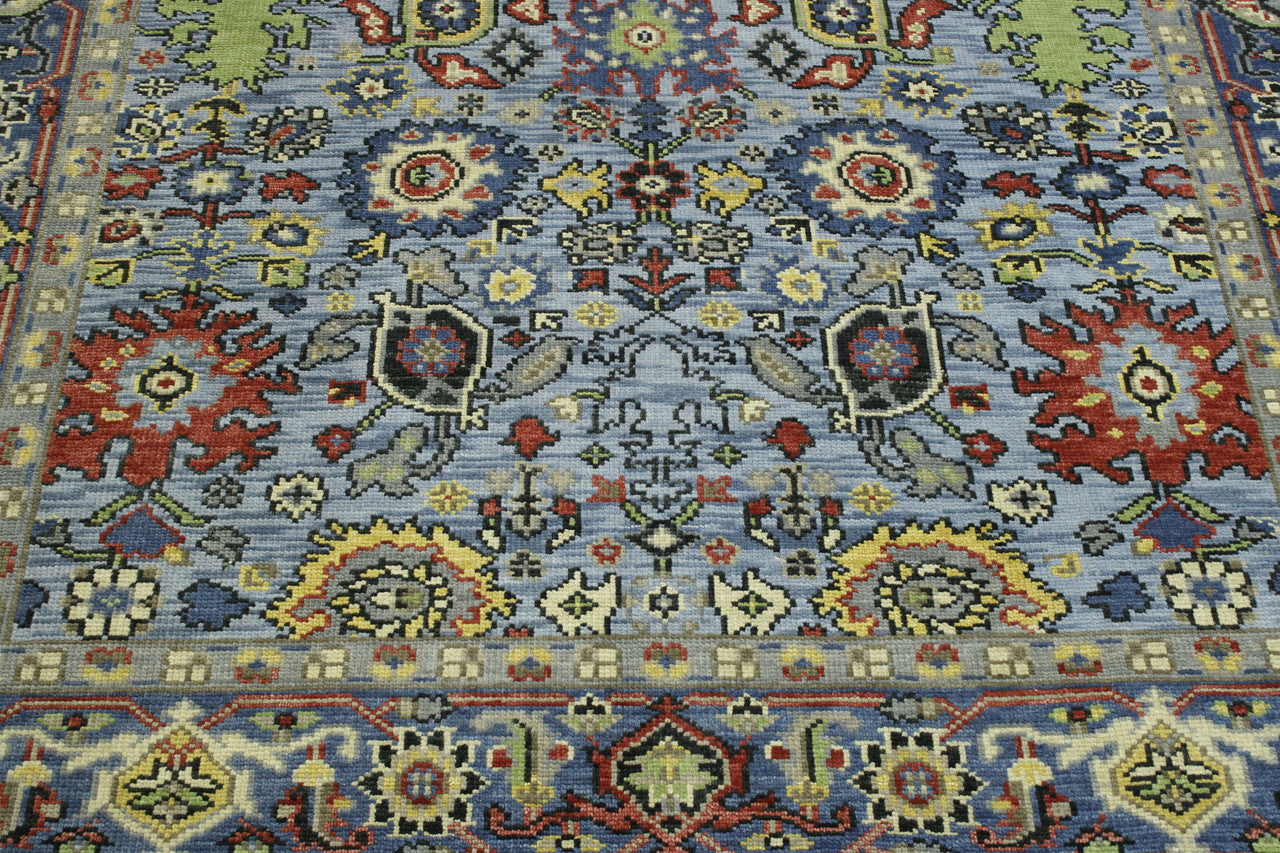 Oushak Colorful Ziegler hand-knotted wool rug in Blue, full view