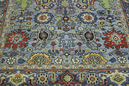 Oushak Colorful Ziegler hand-knotted wool rug in Blue, full view