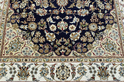 Close-up of wool pile, Blue & Beige rug