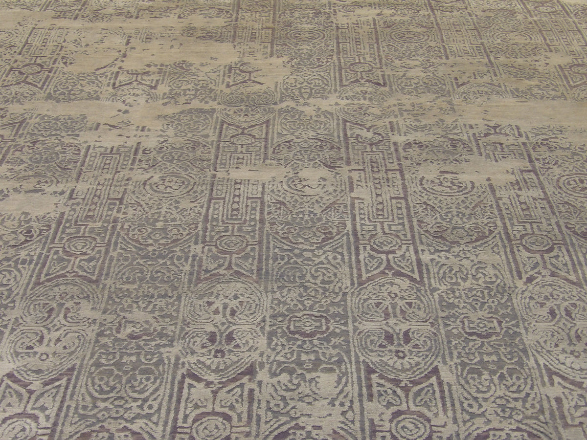Back of Ikat Oxidized Carved Silky hand-knotted rug