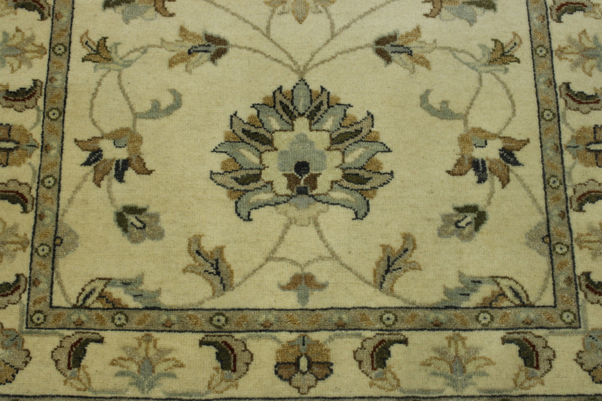 Back of Oushak Indo Ziegler hand-knotted rug