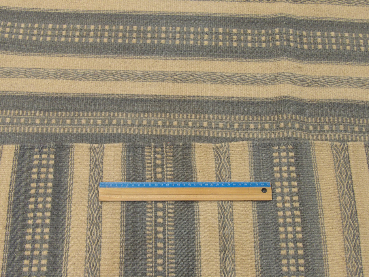 Blue & Beige Coastal Flat Weave Indoor/Outdoor Beach rug in room setting