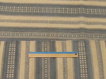 Blue & Beige Coastal Flat Weave Indoor/Outdoor Beach rug in room setting