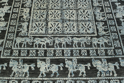 Black & Blue Tribal Sumack Wedding Design rug in room setting