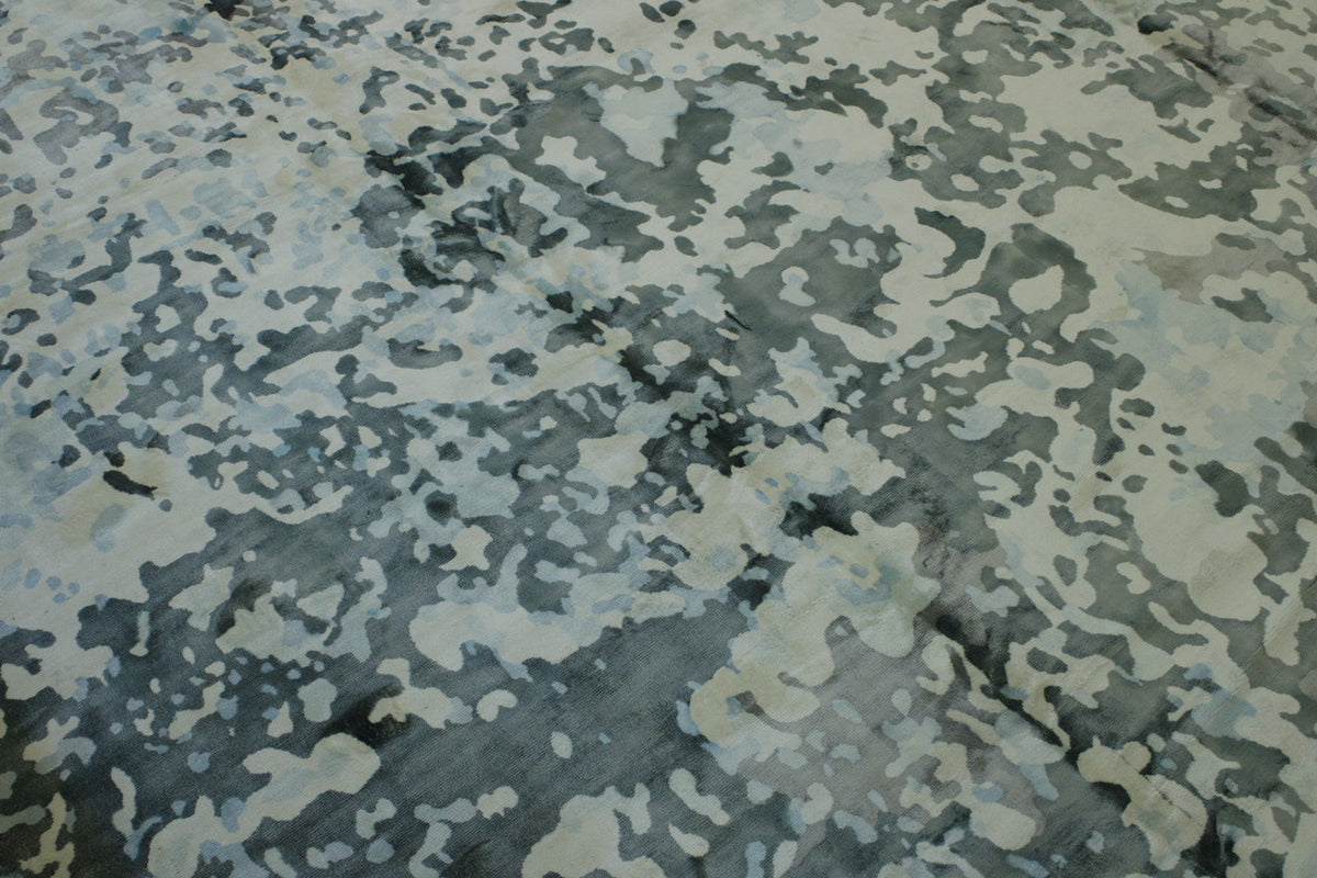 Back of Modern Abstract Broken Design hand-knotted rug
