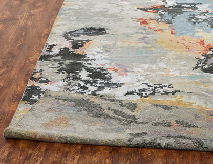 Modern Hand Knotted Rug Wool & Silk - KHW9570