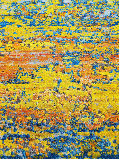Fine Abstract Colorful Silk and Wool Hand Knotted Rug 7'10''x10'02''  - AR62200