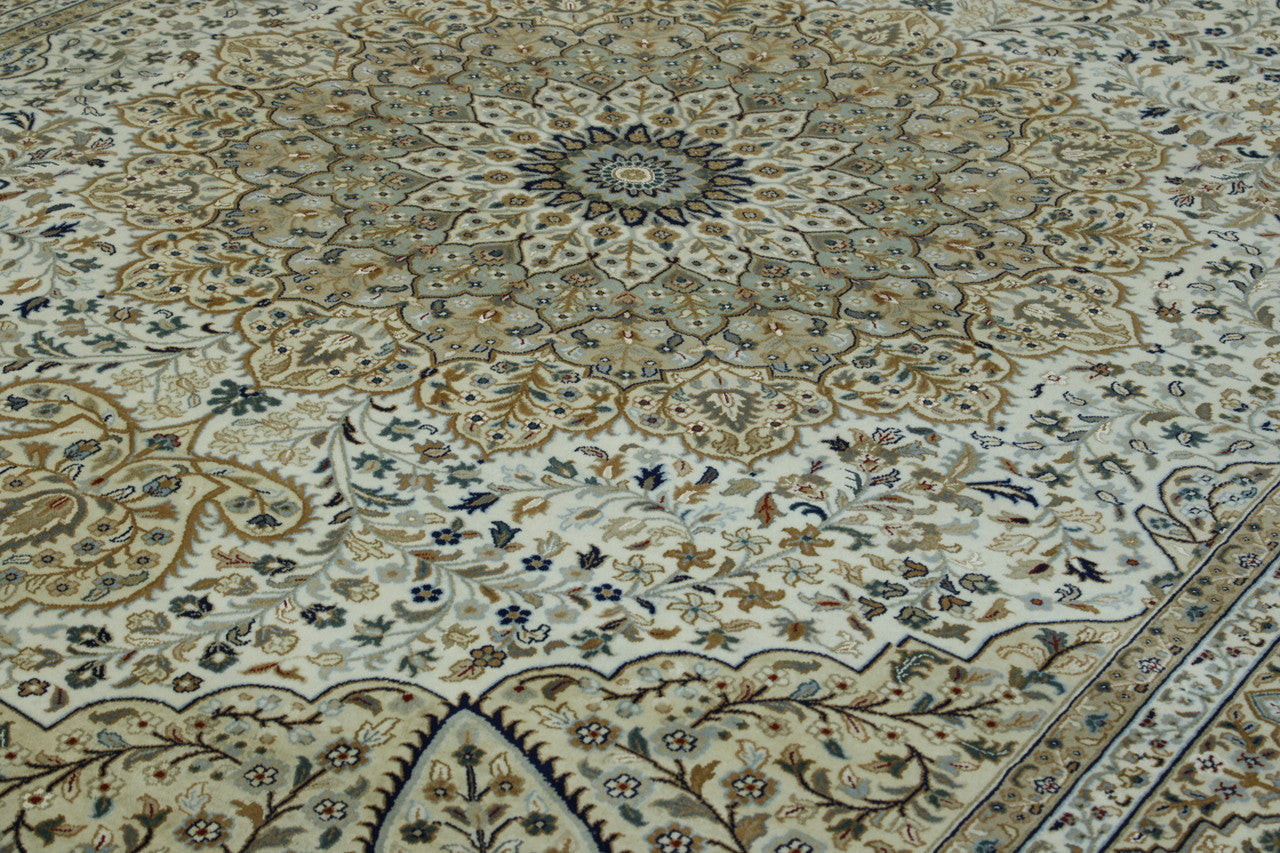 Traditional Fine Qum rug border detail