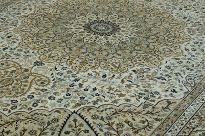 Traditional Fine Qum rug border detail