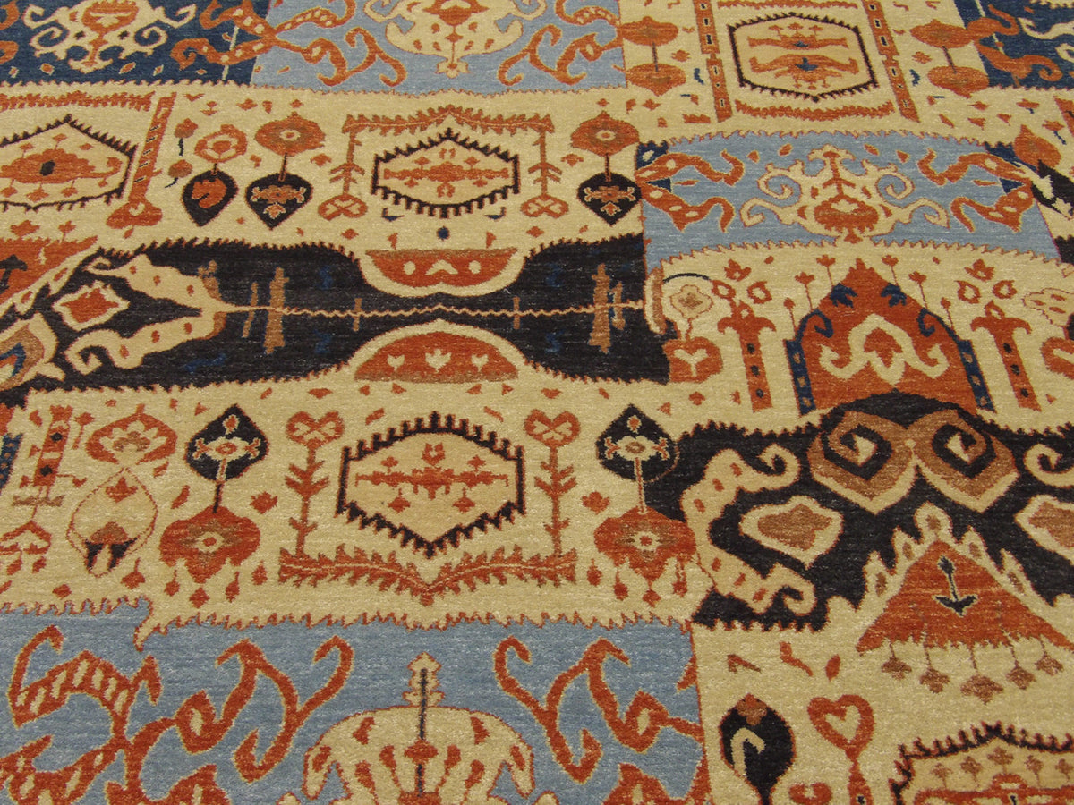 Back of Ikat hand-knotted rug