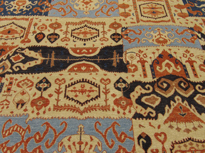 Back of Ikat hand-knotted rug