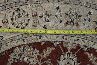 Beige & Red Traditional Indo Nain rug in room setting