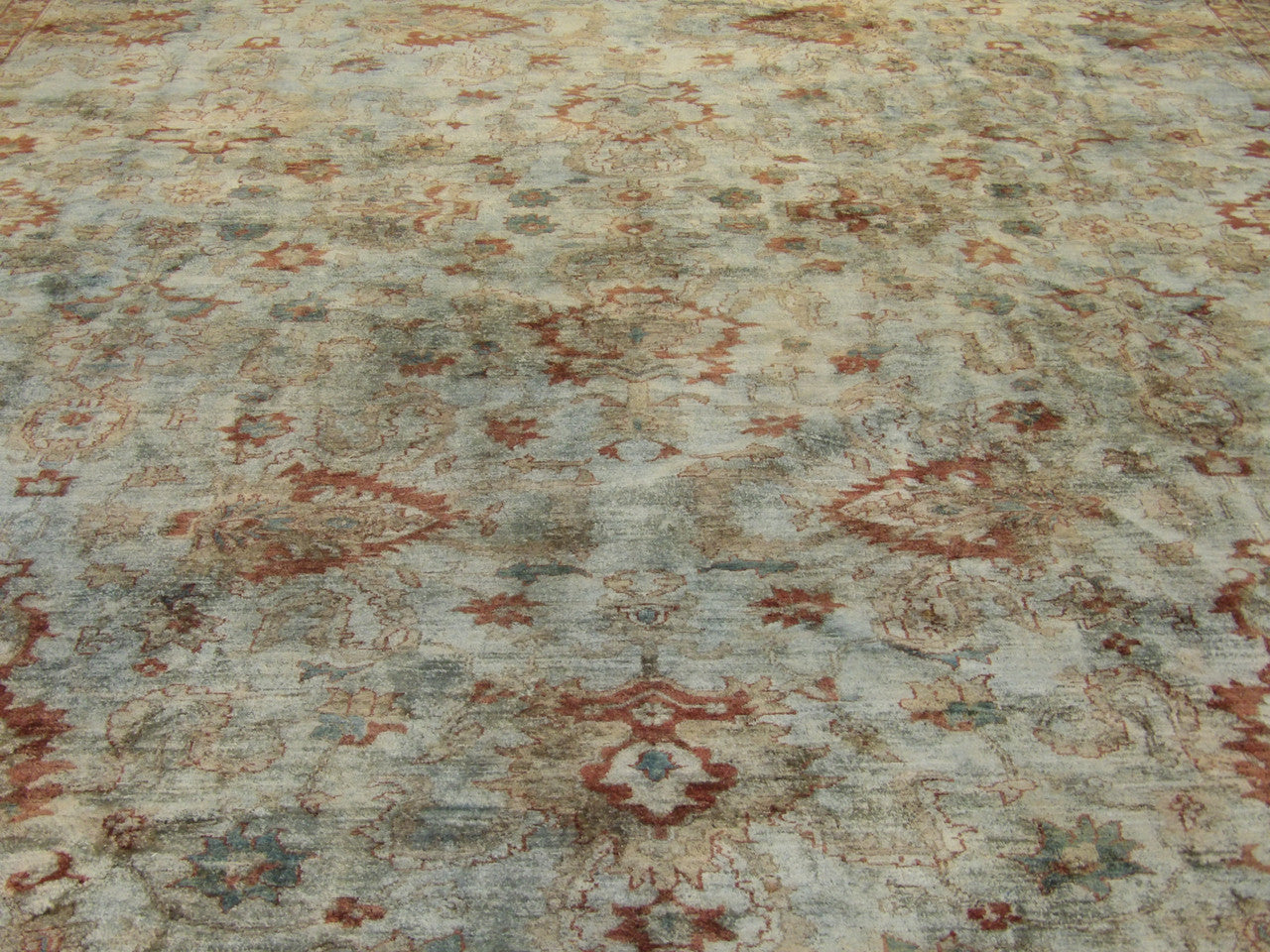 Back of overdyed hand-knotted rug