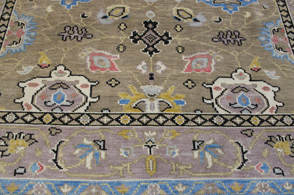 Oushak Colorful Ziegler rug corner detail