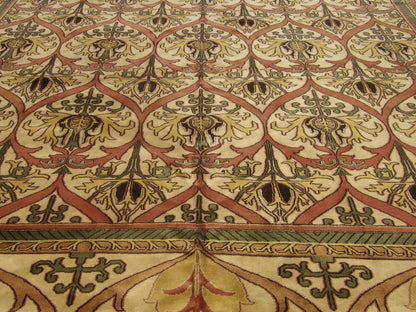 Tibetan damask rug border detail, beige
