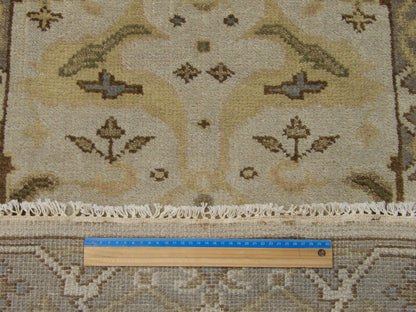 Full view of Turkish Oushak hand-knotted wool runner