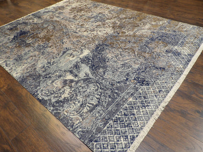 Full view of transitional damask rug
