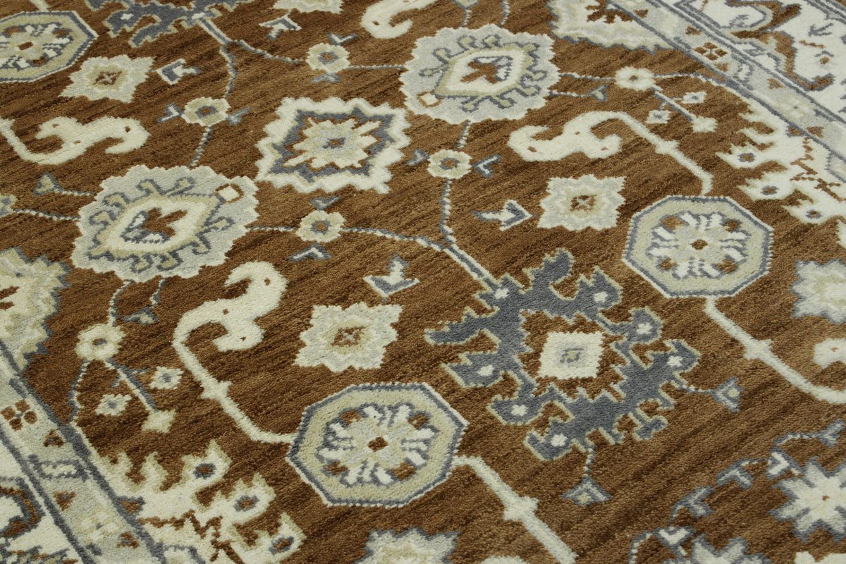 Close-up of wool pile, Brown & Beige rug
