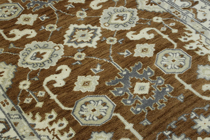 Close-up of wool pile, Brown & Beige rug