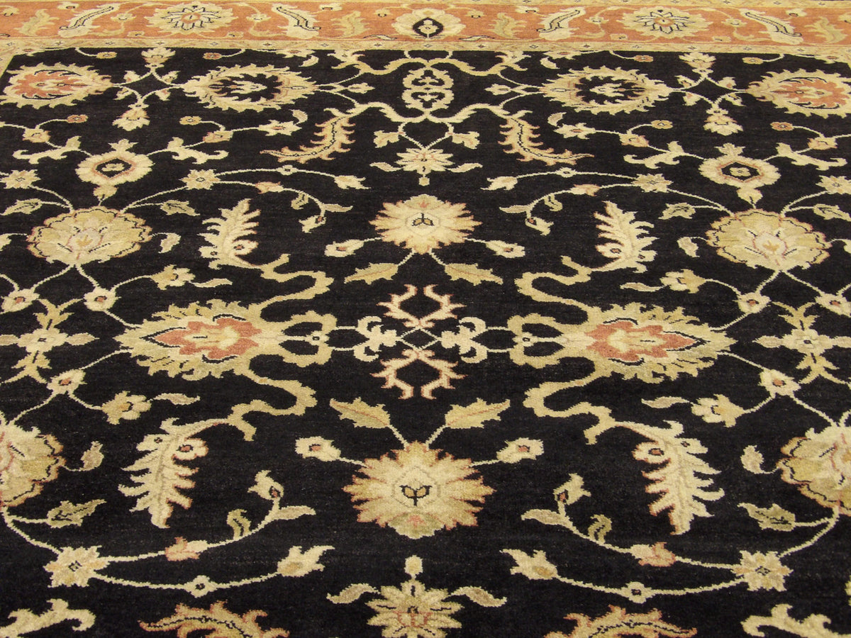 Antique hand-knotted wool rug in Black, 8'0" x 9'7", SKU w943
