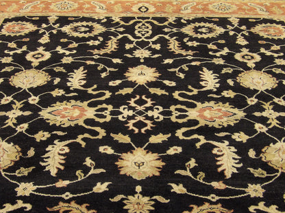 Antique hand-knotted wool rug in Black, 8'0" x 9'7", SKU w943