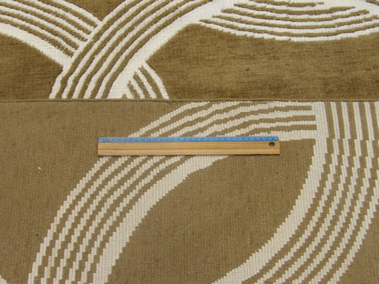 Brown & Beige Modern Nepalese Circle Design rug in room setting