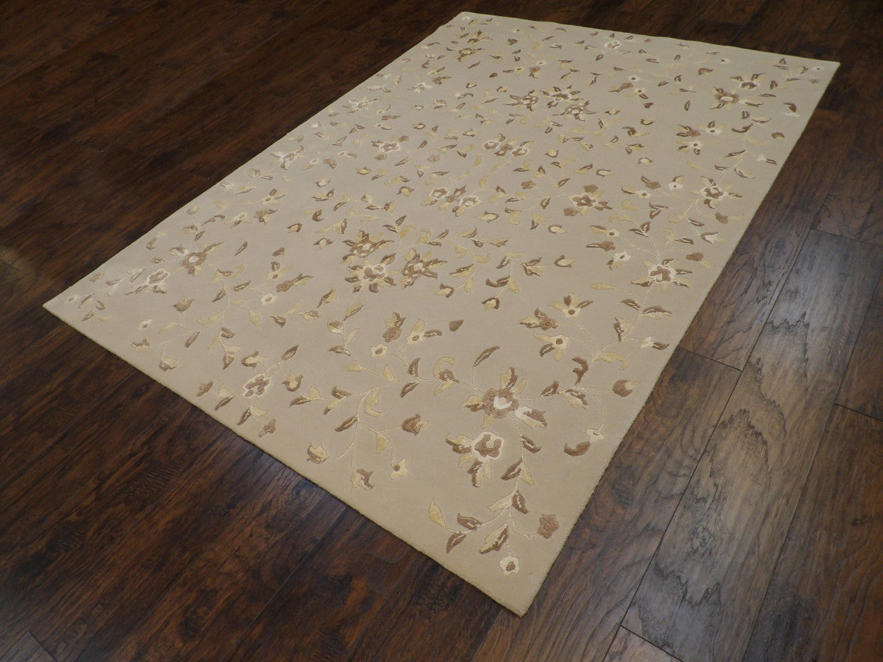 Tibetan floral pattern detail, high-low pile rug