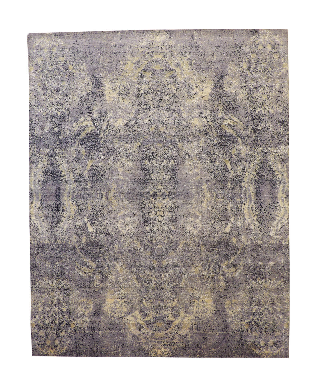 Modern Ikat Design hand-knotted wool rug in Blue & Multi-Color, full view