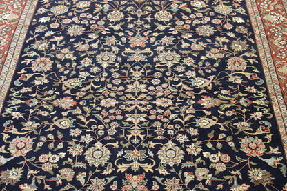 Close-up of wool pile, Blue & Rust rug