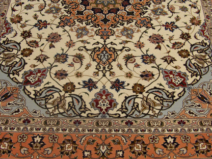 Fine Persian Qum rug border detail