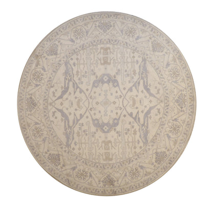 Oushak Indo Ziegler hand-knotted wool rug in Blue & Beige, full view