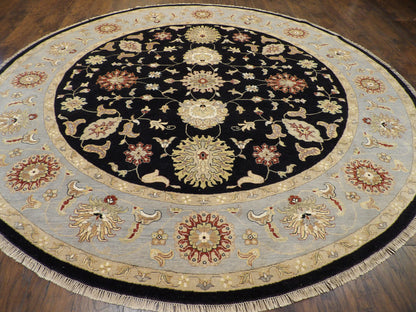 Ziegler Oushak / Peshawar hand-knotted wool rug in Black, 10'2" x 10'2", SKU w495