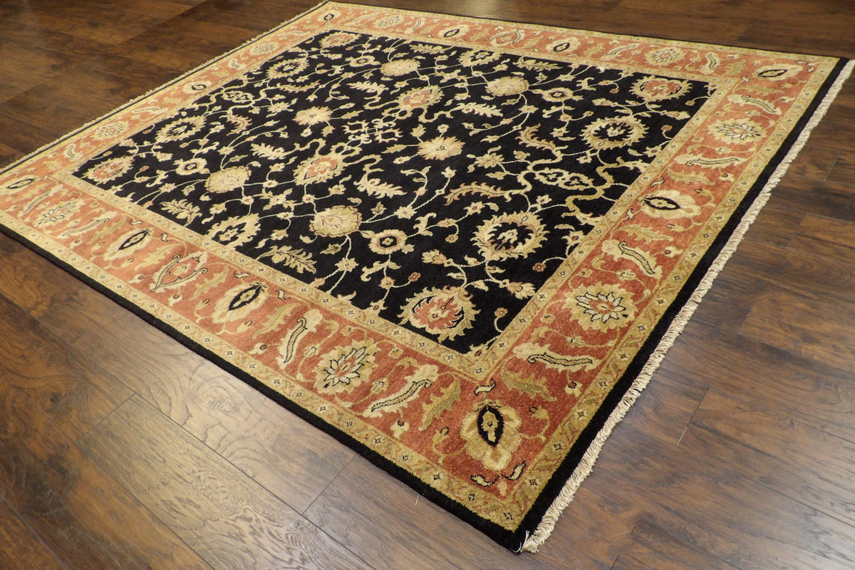 Antique hand-knotted wool rug in Black, 8'0" x 9'7", SKU w943