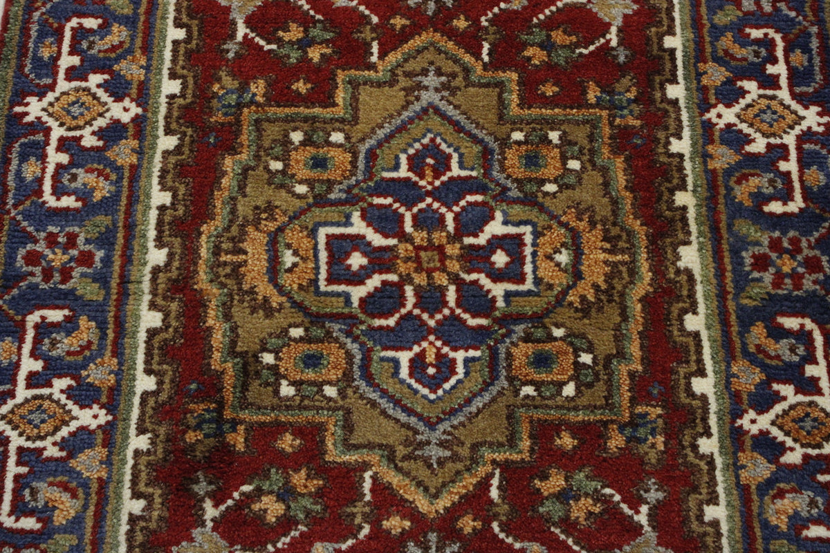 Tribal Indo Heriz rug corner detail