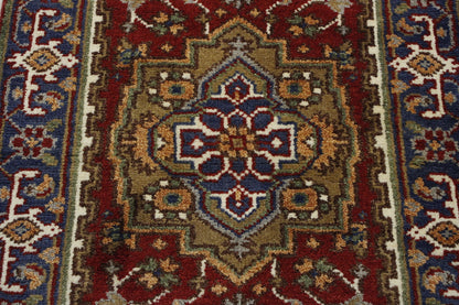 Tribal Indo Heriz rug corner detail