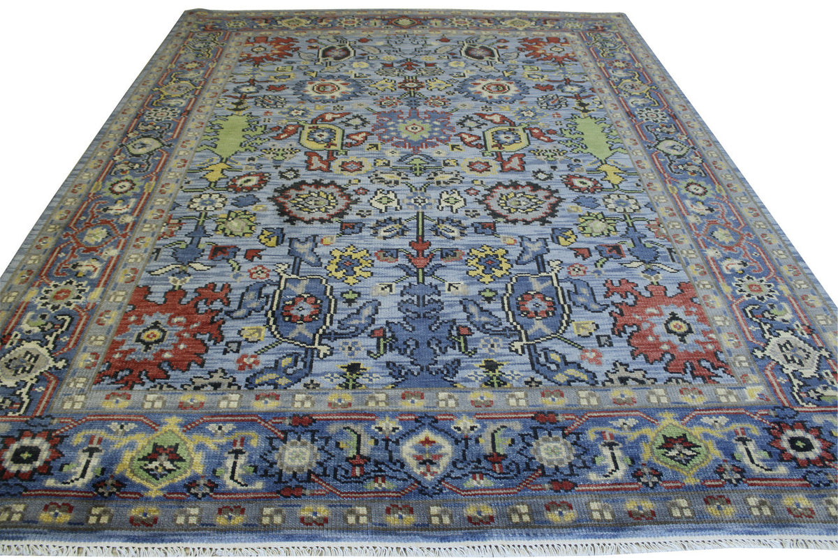 Close-up of wool pile, Blue & Multi-Color rug
