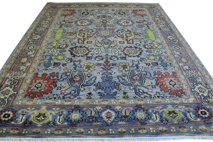 Close-up of wool pile, Blue & Multi-Color rug