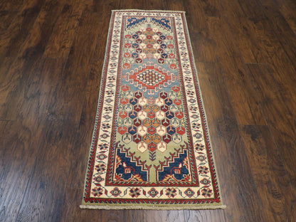 Kazak pattern detail, green runner