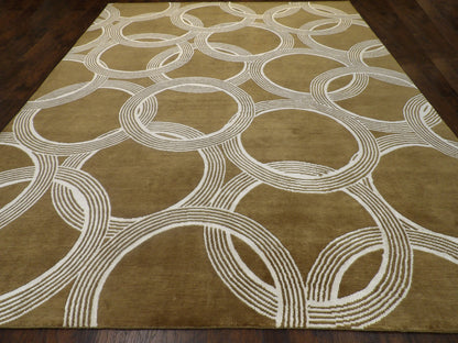 Modern Nepalese Circle Design rug corner detail