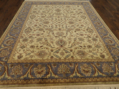 Close-up of wool pile, blue and green rug