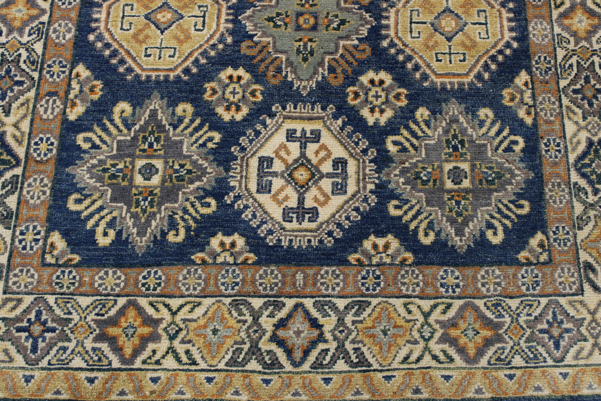 Back of Tribal Super Kazak hand-knotted rug