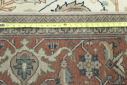 Close-up of wool pile, Beige & Rust rug