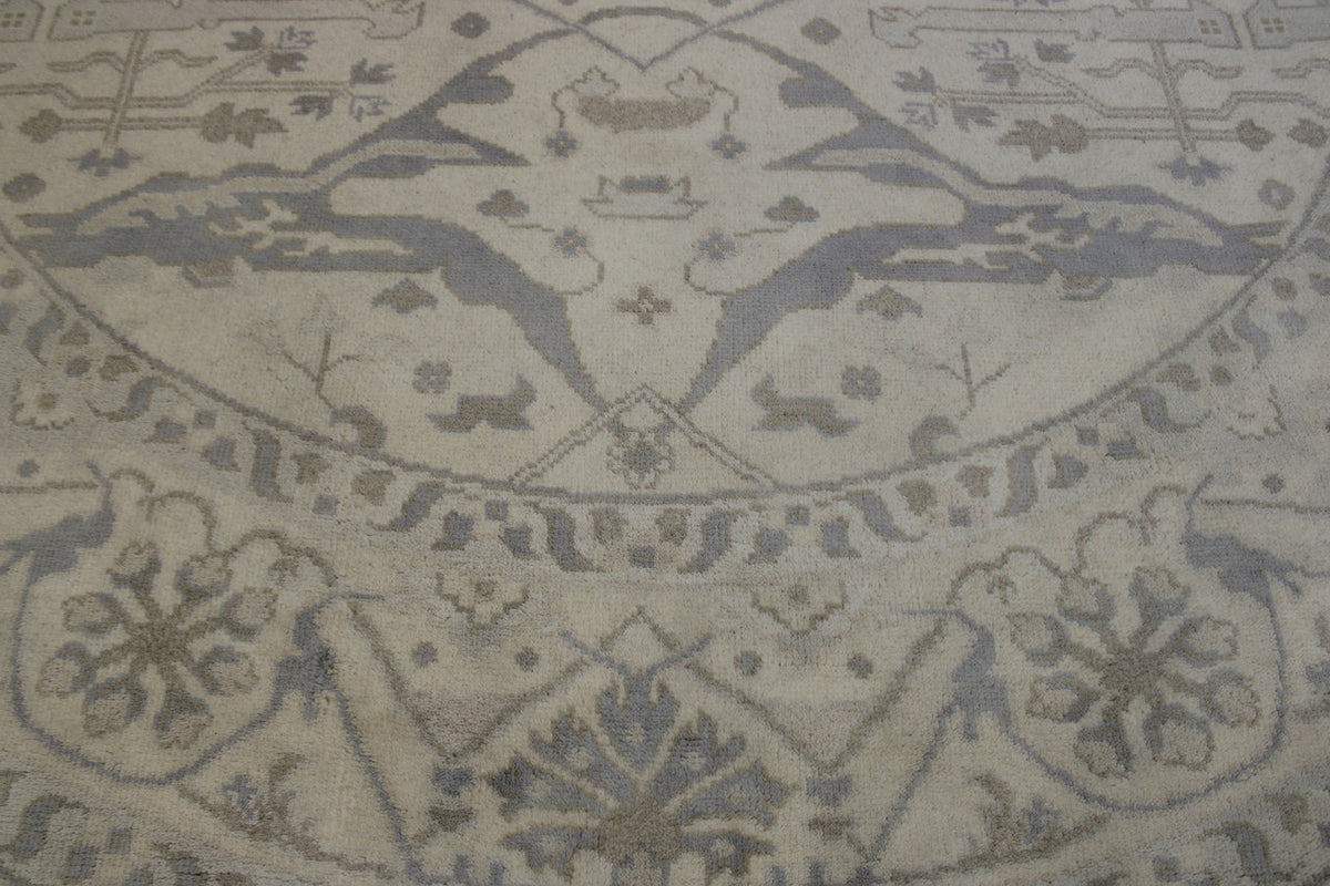 Back of Oushak Indo Ziegler hand-knotted rug