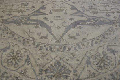 Back of Oushak Indo Ziegler hand-knotted rug